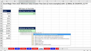 Excel Magic Trick 1310: Minimum Value Greater Than Zero with: 1) SMALL & COUNTIFS, 2) LARGE?