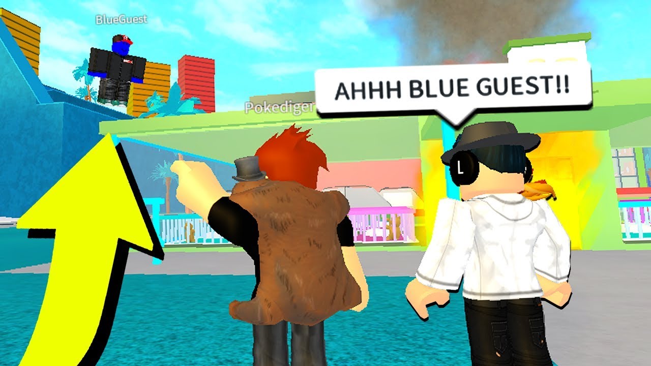 Blue Guest Banned Everyone On The Server Roblox Youtube - trolling the blue guest with admin commands in roblox