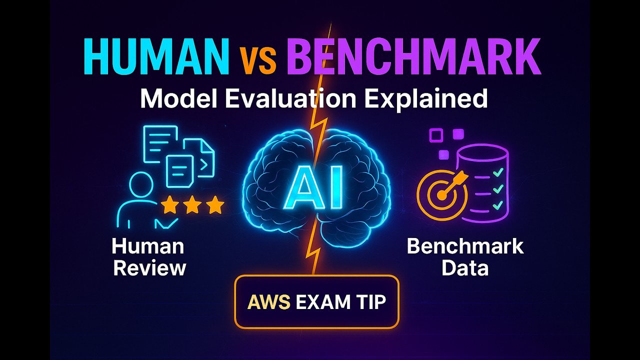 Human vs Benchmark Evaluation (AWS AI Practitioner Exam Tip) - YouTube