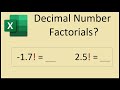 Factorial of Decimal Numbers in Excel (Gamma Function)
