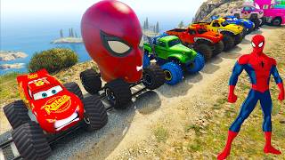 GTA V SPIDER-MAN Motorcycle Mega Ramp Race vs Super Cars | GTA 5 Superheroes Mods screenshot 3