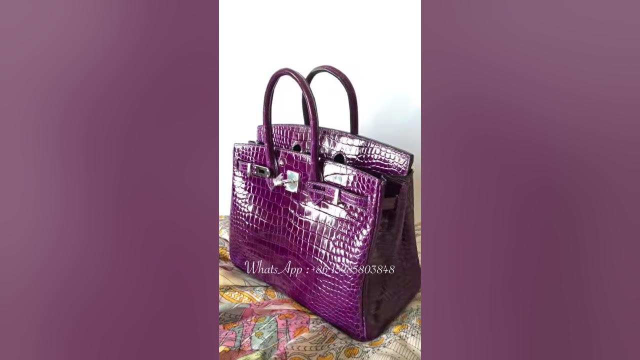 Birkin 25cm porosus crocodile violet phw 