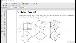 Projection of solids 47 problem Engineering Graphics, projection of solids Engineering Visualization