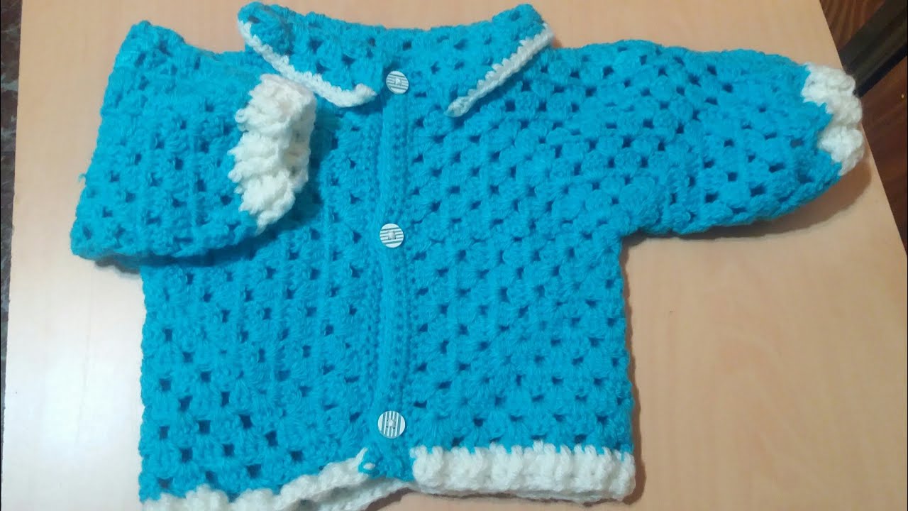 CHAQUETA FACIL A BEBE A CROCHET 1º - YouTube