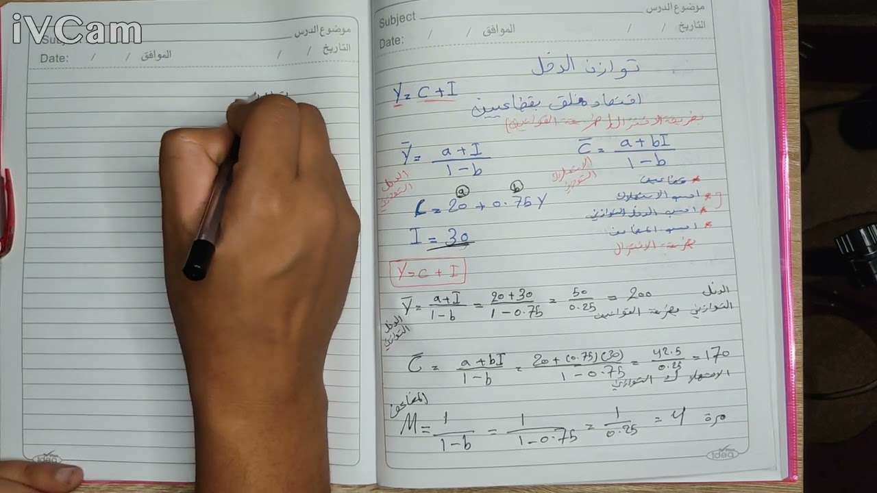 الاقتصاد الرياضي/ توازن الدخل/مرحلة ثالثة