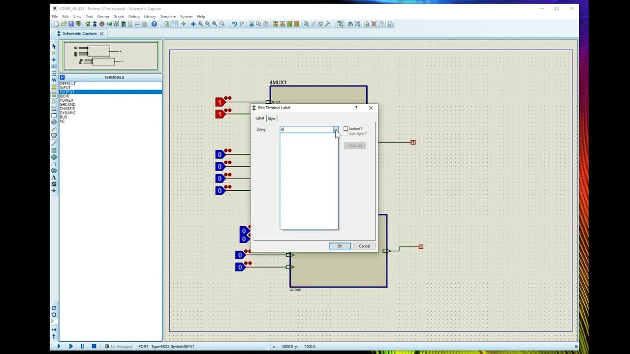 Réalisation d'un multiplexeur avec 4 entrées et une sortie 4 MUX1 sous porteuse ISIS.
