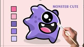 Cute Monster drawing for kids \& toddlers| Easy Cute Monster drawing