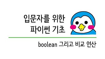 입문자를 위한 파이썬 기초 #10 불리언(boolean) 그리고 비교 연산