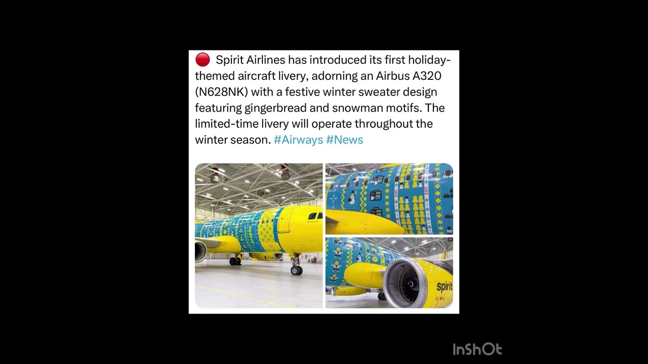 Spirit Airlines has introduced its first holiday-themed aircraft livery, adorning an Airbus A320🇺🇸