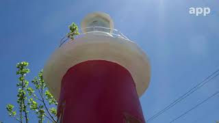 Built like a real lighthouse, just smaller