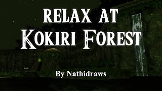 Relax at Kokiri Forest (Night Ambience, Asmr, Waterfall, Crickets, Zelda Ocarina of Time)