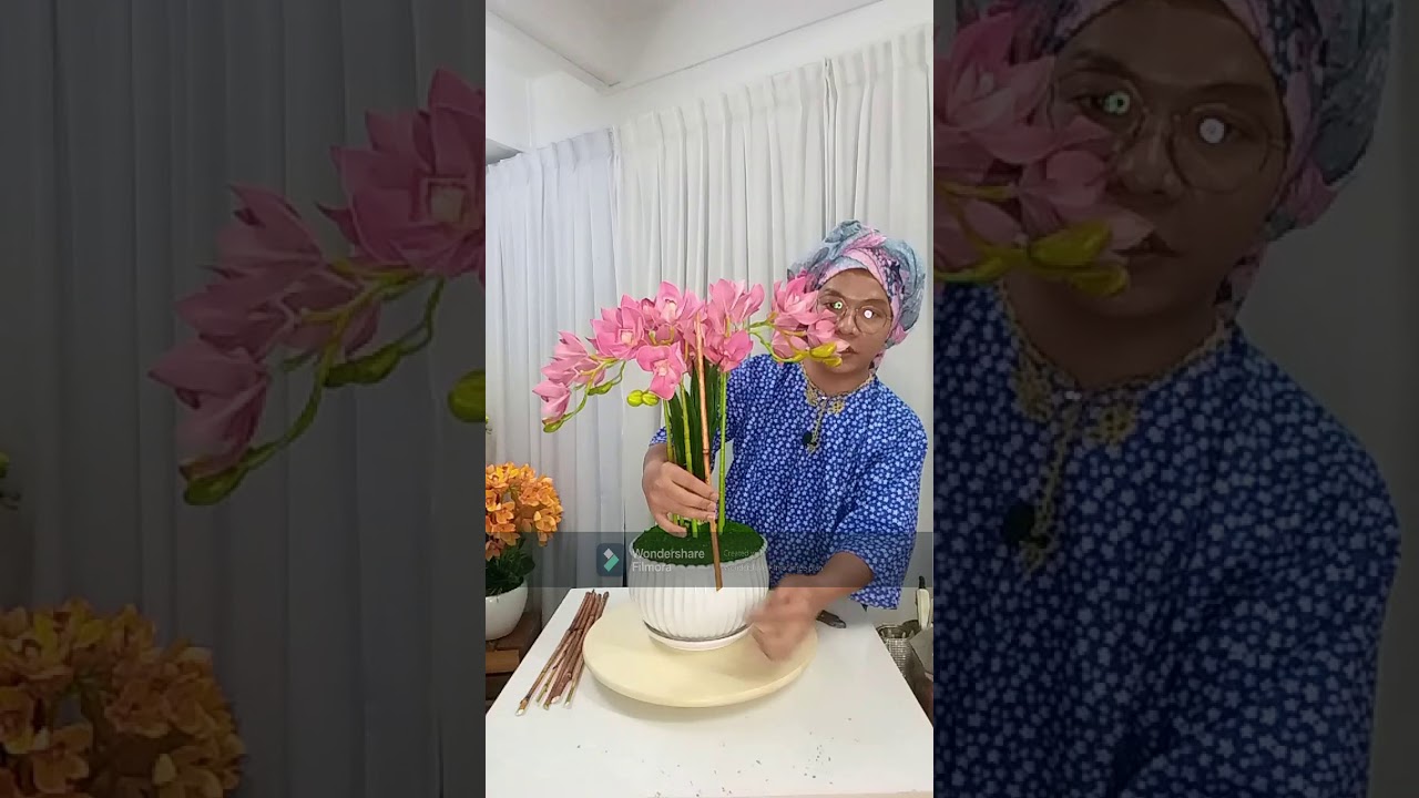 CARA GUBAH ORKID CYMBIDIUM 6 TANGKAI GUBAHAN CENTERPIECES 6 Stalks
