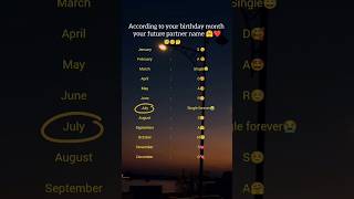 😱 ACCORDING TO YOUR BIRTHDAY MONTH YOUR FUTURE PARTNER NAME 🥰