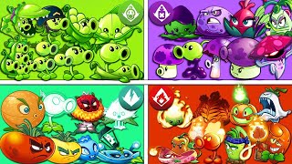 4 Team PEA x FIRE x POISON x ELECTRIC - Who Will Win? - PvZ 2 Team Plant Battlez