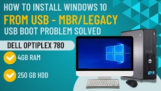 How to Install Windows 10 on Dell Optiplex 780 | 64bit | MBR | | How to Boot from USB | 2024