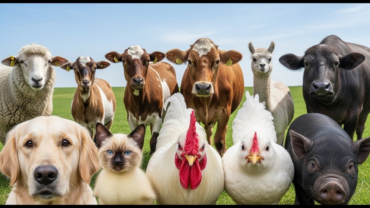 Cow, Duck, Chicken, Sheep, Goat, Pig, Dog, Cat – Animal Sounds for Children