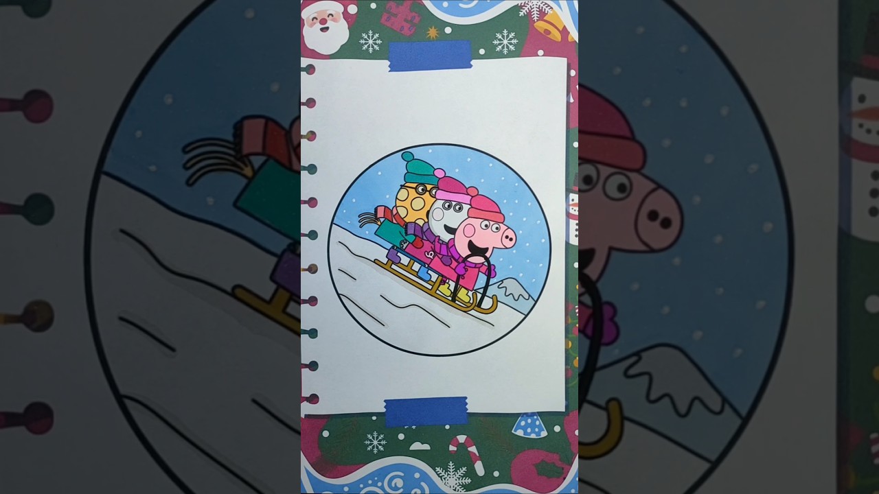 Раскраска Свинка Пеппа: Зимние санки 🐷 | Веселое искусство для детей