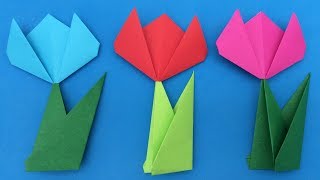 Flores de papel🌷Tulipán🌷Origami🌷paper flowers🌷Tulip🌷Crafts