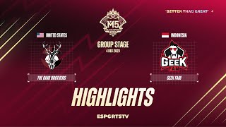 The Ohio Brothers vs Geek Fam HIGHLIGHTS M5 World Championship Group Stage | TOB vs GEEK