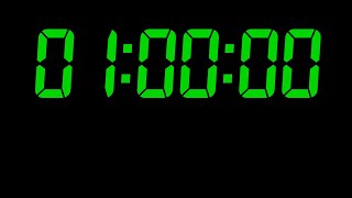 1-Hour Green Digital Countdown Timer 🟢 | No Ads, No Music, Focus & Study Timer with Alarm 🔔