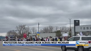 Michigan protesters rally against Elon Musk in 'Tesla Takedown' demonstrations