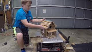 THIS BIRD HOUSE WAS MADE OUT OF OLD PLYWOOD AND SCRAPS OF WOOD FOUND AROUND THE HOUSE. ITS A GREAT 