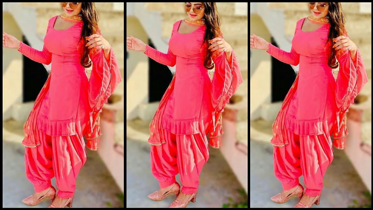 2020-Ideas to style Plain Punjabi suit with lace || Punjabi Salwar suit designs
