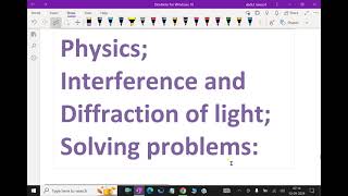 Physics : - ( Interference and Diffraction of light; Solving problems ) - 124. #diffractionoflight