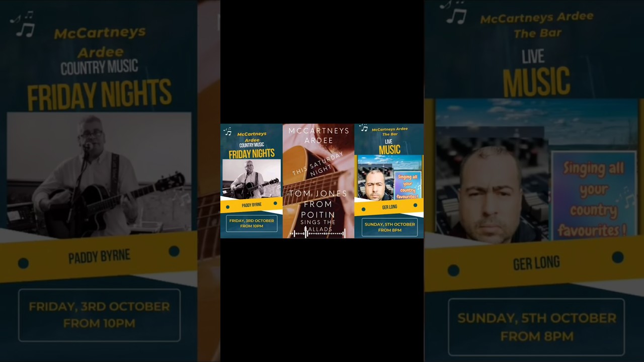 Live Music this weekend in McCartneys Ardee🎼🎶🎵🎹🎸🎤💃🕺🤠☘️The No. 1 Country & Irish Music Pub in Town🤠☘️