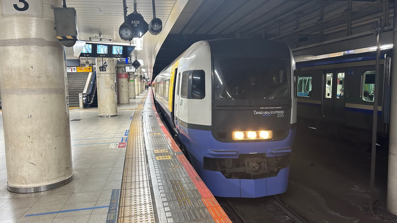 255系千マリBe-01編成 特急しおさい号 東京駅発車 - YouTube