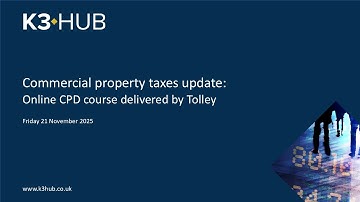 Commercial property taxes update Webinar: Online CPD course delivered by Tolley