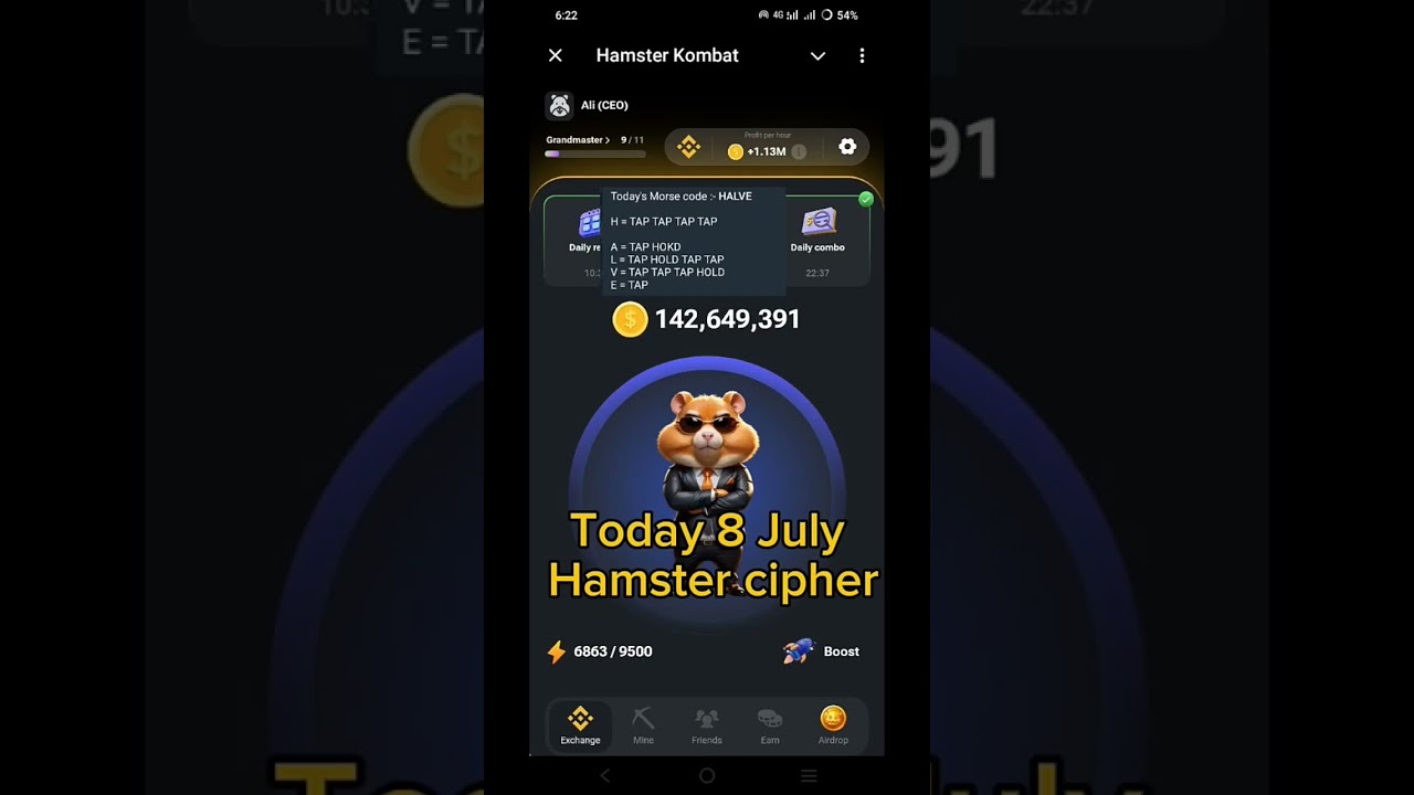 Today 8 July Daily Cipher Hamster Kombat CODE 