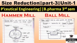 Size Reduction || Hammer Mill & Ball Mill Complete|| Part-3|Unit-1| P Engineering | B.pharma 3rd sem