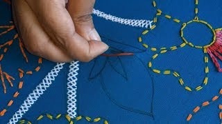 Hand embroidery beautiful flower design sewing tutorial| Kashmiri stitch || Nakshi Kantha Stitch