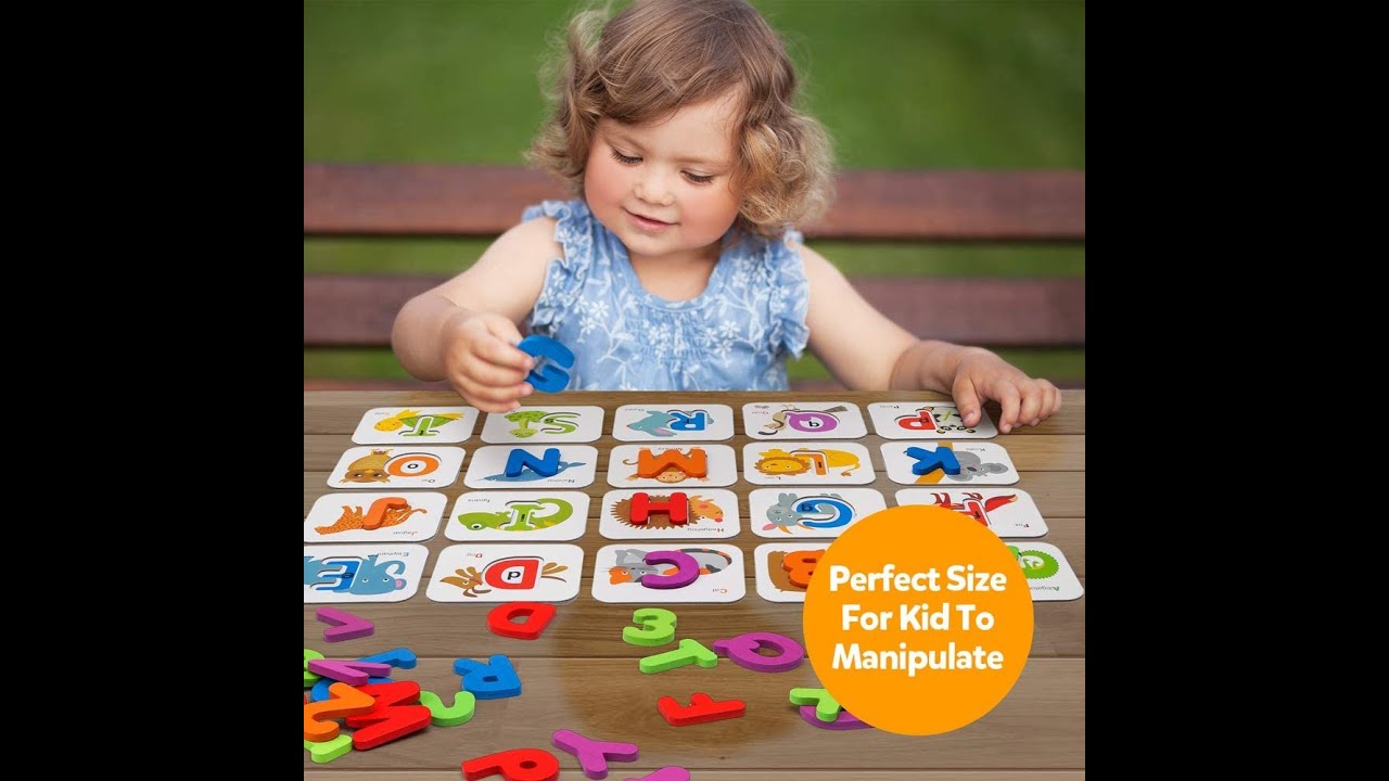 Coogam Numbers and Alphabets Flash Cards Set - ABC Wooden Letters and ...