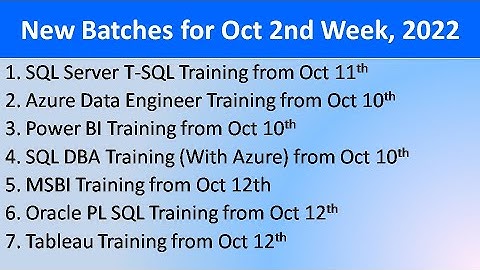 New Batches This Week SQLSchool