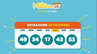 Estrazione MillionDAY 28 Dicembre 2018