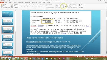 Interpreting R Output For Simple Linear Regression Part 1