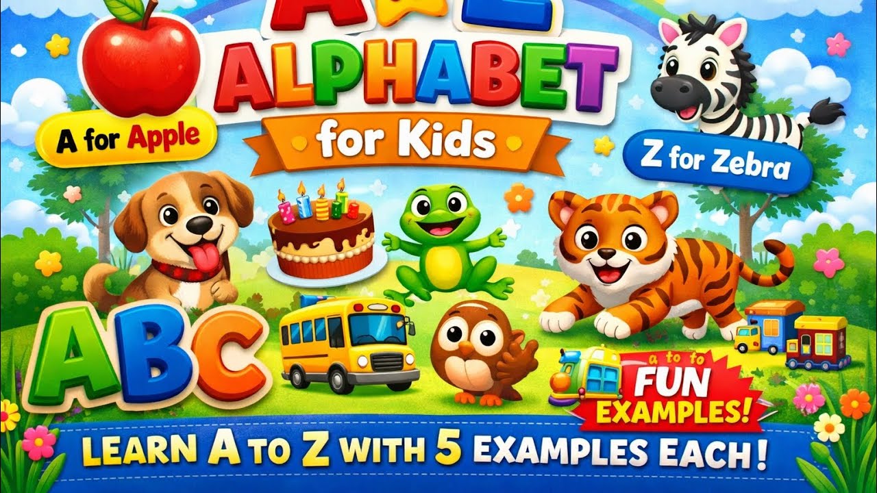 A to Z Alphabet for Kids | Learn ABC with 5 Fun Examples Each Letter # ...