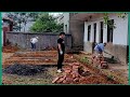 Renovating the abandoned garden overgrown with weeds