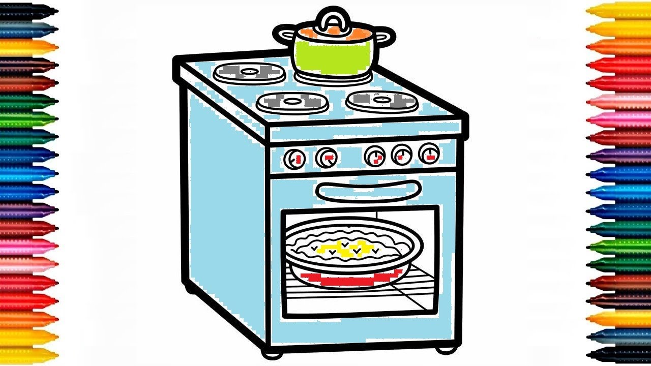 How to draw oven electric stove pot pie for kids YouTube