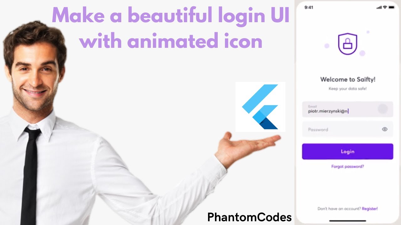 How to make a simple login UI with animated icon in Flutter - YouTube