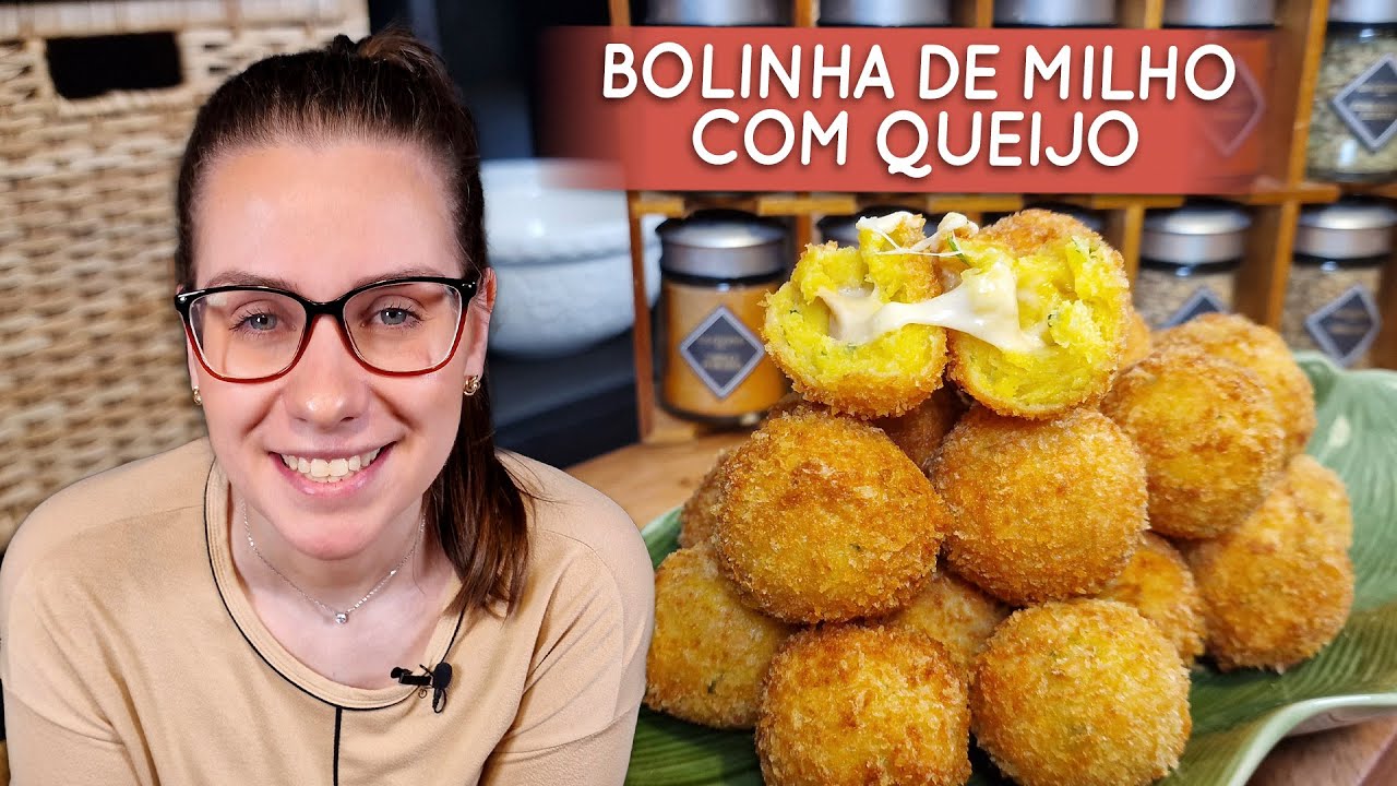 Bolinha de massa de milho com queijo provolone, deliciosa!