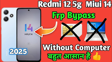 Redmi 12 5g frp bypass miui 14 without pc | redmi 12 5g Google account Bypass 2025
