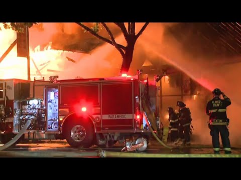 Raw Video: Crews Battle Fire in San Leandro - YouTube