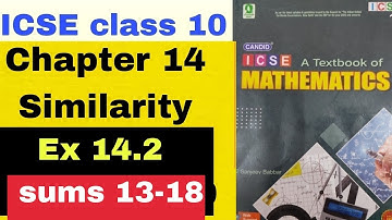 Evergreen candid ICSE Mathematics class10 chapter 14 Similarity Ex 14.2 Sums 13-18