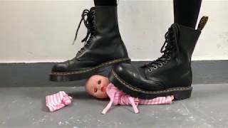 Caring baby under Dr. Martens (boots crush | trample doll)