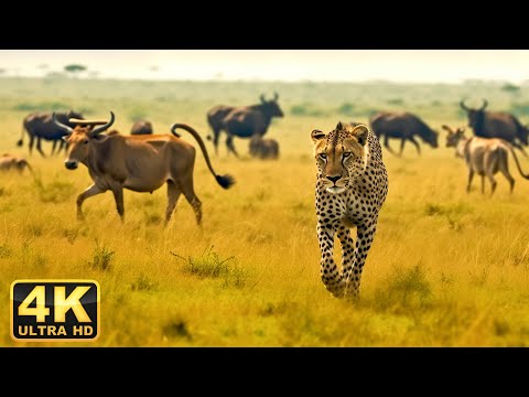 4K Wild Wildlife : Ngorongoro National Park, Tanzania - Scenic Wildlife Film With Calming Music