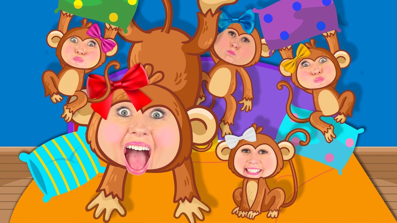 Five Little Monkeys Jumping on the Bed | Funny Counting Song for Kids ...