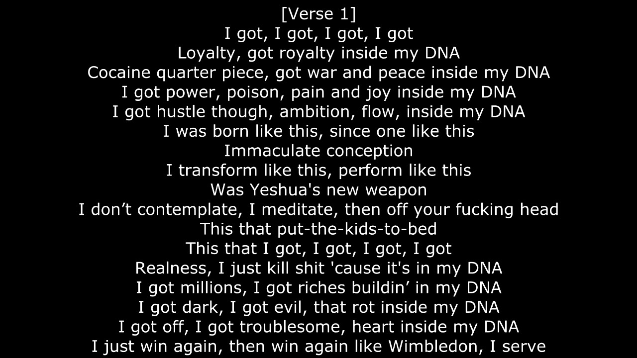 Kendrick Lamar Dna Lyrics Clean - DNA Informasi